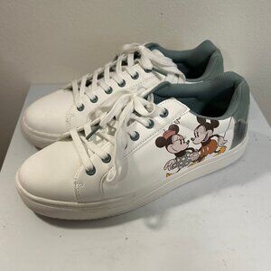 Disney Retro Mickey Mouse White Sneakers Minnie and Mickey Sz 9 EUC